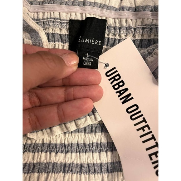 Urban Outfitters Lumiere Striped Smocked Babydoll Dress SZ L - Picture 8 of 10